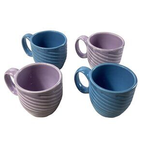 Thyme & Table Pearl Swirl Stoneware Mugs, 2 Blue Pearl & 2 Purple Pearl
